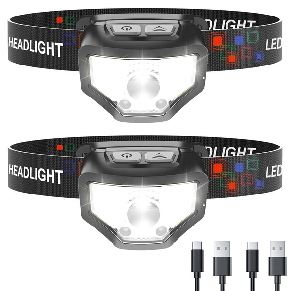 Curtsod Curtsod Headlamp Rechargeable, 2-Pack 1200 Lumen Super Bright with