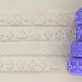 Potterraccoon 4 Rollers Set Baroque Polymer Clay Texture Roller Set Pottery Tools Kit Rolling Pin For Jewelers, Kids, Baking, Purple