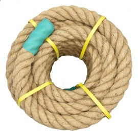 Jute Rope Natural Jute Manila Rope Nautical Hemp Rope Twisted Natural Thick Heavy Duty Rope for Crafts, Bundling,Anchor, Hammock, Nautical, Tug of War, Railings,Decorate (1-1/2 in X 50 Ft)
