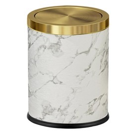 LEASYLIFE 4gallon,Marble Trash Can with Lid,Medium Bedroom Garbage Can,Flip Top Trash Can for Bathroom,Bedroom,Kitchen,Living Room(Marble)