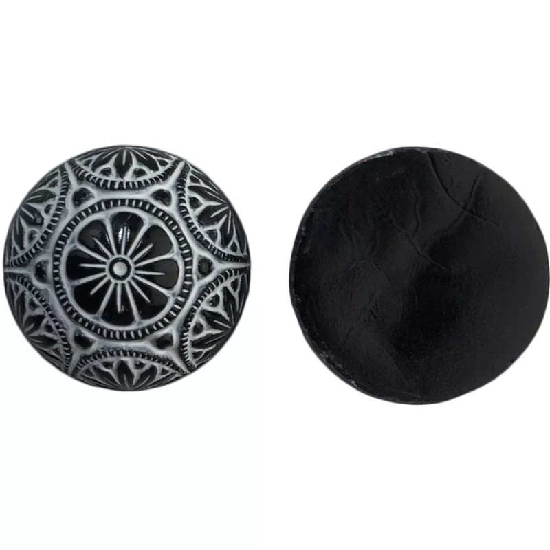 Yummy Treasures Preciosa Black Mosaic Glass Cabochons with White 18mm