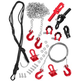 RCYouHott RC Upgrades Part Metal Trailer Chain Trailer Hook Tow Rope Winch Shackles for 1/10 TRX4 SCX10 90046 90081 D90 TF2 CC01 RC Crawler Decor,Black