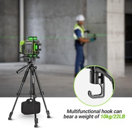 Huepar Professional Laser Level Tripod – 57-inch Adjustable Stand for Heavy Duty Laser Levels, Point Lasers, Laser Distance Measures; 1/4" & 5/8" Thread Mount, Non-Slip Feet, TPD14B
