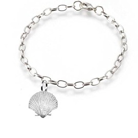 pp-g24 Sea Shell fine lead free English Pewter charm on a belcher link chain anklet bracelet