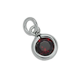 jewellerybox Sterling Silver & Garnet 5mm Round CZ Crystal January Birthstone Charm