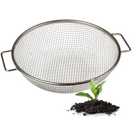 Wenses Round Soil Sifter for 5-Gallon Bucket, 1/4 Inch Mesh, Stainless Steel Garden Sieve with Handles