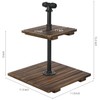 MyGift Rustic Burnt Wood 2-Tier Cupcake Stand with Metal Pipe