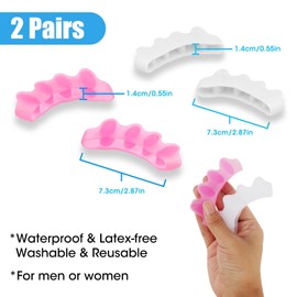2 pares Separadores de Dedos, Gel de Cinco Orificios para Endrezadores Pie Ortopédicos, Cómodo Elástico para Dedos de Martillo, Correctores de Hallux Valgus, Alivio de Juanetes(Rosa +Rosa)