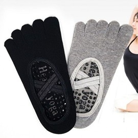 Foot-Hugging Two-Band Non-Slip Pilates Socks Yoga Socks Gray 2ea
