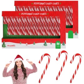 Fruidles Christmas Candy Canes Suckers, Peppermint Flavor, Individually Wrapped (96-Pack)