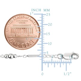 Fancy Link With Faceted Beads Chain Anklet In Sterling Silver (9 Inches Length)