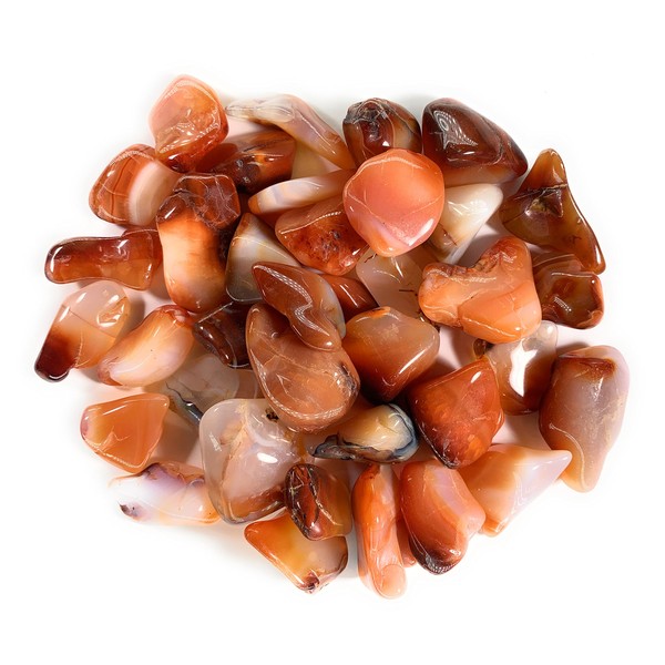 Digging Dolls: 1/2 lb Tumbled Carnelian Stones from Madagascar - 0.75" to 1.50" Avg Rocks for Crafts, Art, Crystal Healing, Wicca, Reiki and More!