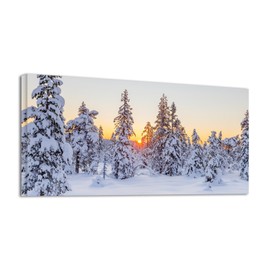 YONICA Winter Scene Canvas Wall Art for Home Office Decor - Beautiful Landscape Snowy Trees and Sunset Art Modern Cool Wall Paintings Print On Canvas HD Giclee Ready to Hang 40'' L x 20'' W(100x50cm)