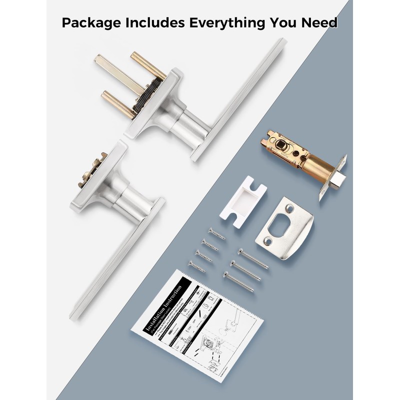 Mengico 1 Pack Interior Door Lock,Nickel Door Lever Interior,Door Handle
