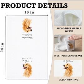 Sahjzk Golden Dog Kitchen Towel, Funny Dish Towel 16 x 24 Inch, Waffle Weave Dog Gifts for Women and Dog Lovers, Home is Where the Golden is-C02