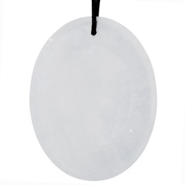 mookaitedecor Rock Crystal Thumb Stone Pendant, Crystal Gemstone Massage Stone with Cavity, Worry Stone for Healing Reiki, Size Approx. 45 x 35 x 8 mm