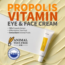 IUNIK Propolis Vitamin C Face & Eye Cream with Vegetable Oil, Idebenone 1.01 Fl Oz Dullness Dark Circles Puffiness Smooths Under Eyes 24 Hour Hydration For Sensitive Oily Acne-prone skin VEGAN