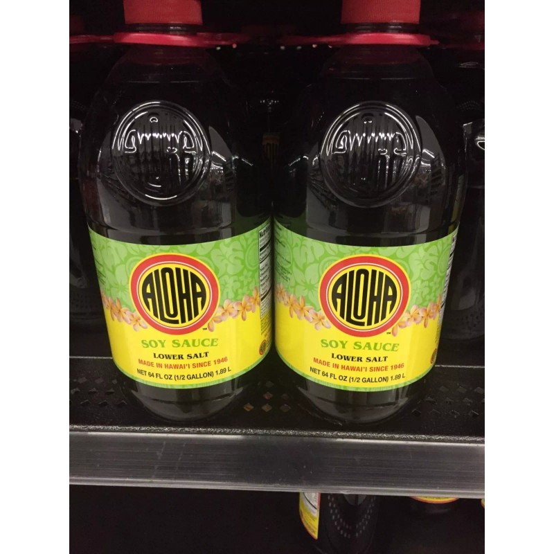 Aloha SHOYU Lower Salt Soy Sauce (Two 1/2 Gallon Bottles)