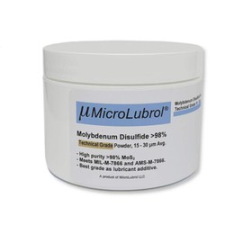 2 oz. MicroLubrol Molybdenum Disulfide >98% Technical Grade Powder, avgerage Particle Size 3-4 µm (Fisher Method) 15-30 (Microtrac Method).
