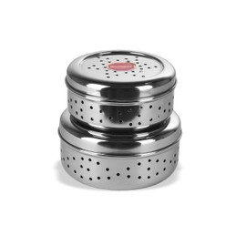 Sumeet Stainless Steel Hole Puri Dabbas/Flat Canisters with Air Ventilation Size No.8-12.5cm Dia & No. 9-14 cm Dia