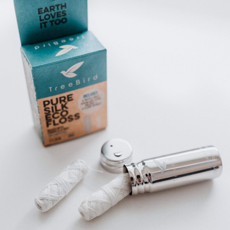 TreeBird Pure Silk Eco Floss Kit - Refillable Floss Dispenser