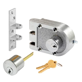 Segal SE 19323 Bronze Deadlock, 2 Cylinder, Flat Strike, Brushed Chrome (Single Pack)