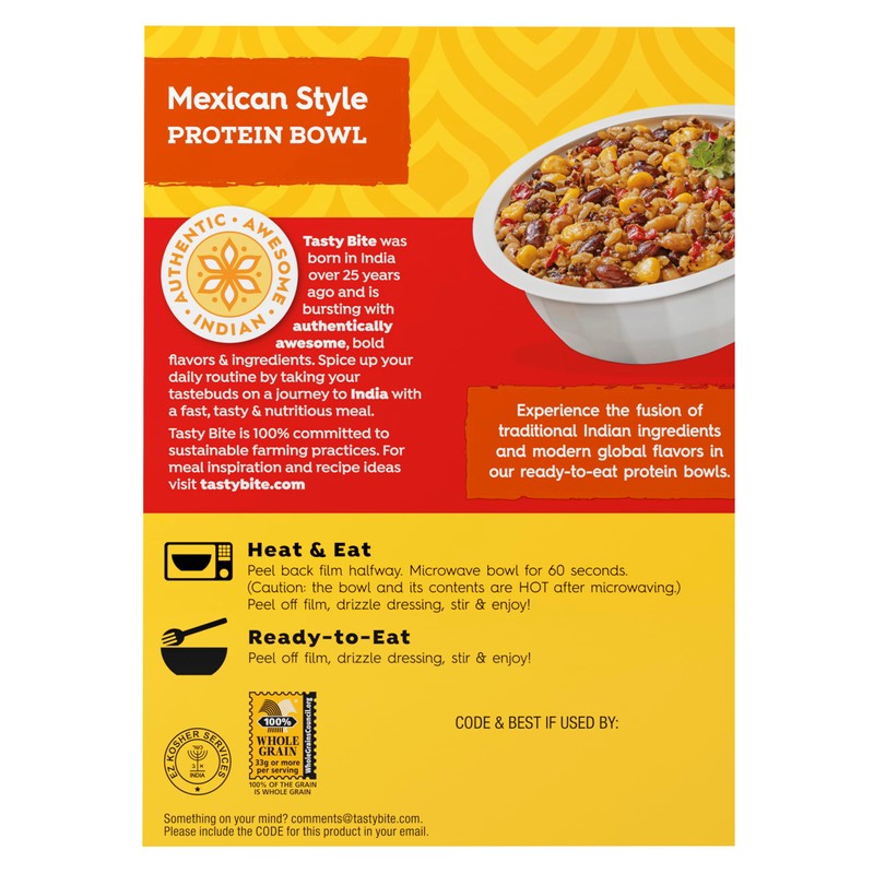 Tasty Bite Bowls Variety, Pack of 6, Mexican Protein, Mediterranean