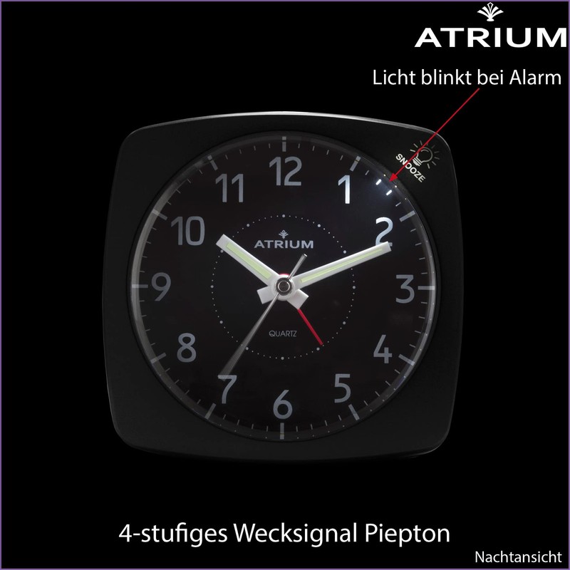 ATRIUM A251-7 Analogue Quartz Alarm Clock with Light and Snooze