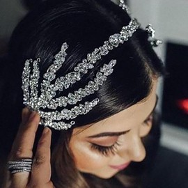 Jovbridsea Handmade Wedding Headbands Rhinestone Bridal Headpieces for Wedding Accessories (TS-852, sliver)