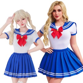 RONGUI Sailor Uniform, Cosplay, Women's Costume, Large Size, High School Girls, Halloween Costume, Men's, Women's, 3XL Compatible (2XL)