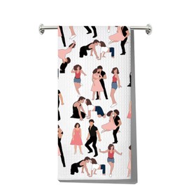 JNIAP Dirty Dance Kitchen Towel Frances and Johnny Fans Gift I Carried A Watermelon Gifts (Pink Dance kt)