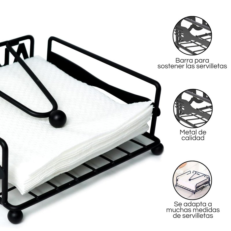 Servilletero De Metal Cuadrado Elegante Y Resistente