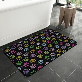 jajoaier Colorful Paw Prints Bath Rugs,Non-Slip and Absorbent Bathroom Rug Mat,Soft Dry Fast Machine Washable Bath Mats for Bathroom Kitchen Bathtub,Home Decor Accessories,15.7"×23.6"