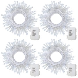 4 Pack Battery Operated Christmas String Lights,16.5Ft 50LED Tree Lights Timer Auto On/Off Clear Wire Christmas Lights,8 Modes Fairy Lights Indoor Outdoor Light for Xmas Tree Wreath Garden Patio Deck