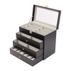 MUSESPANI 4-Layer 24-Slot PU Leather Eyeglass Organizerm, Lockable Sunglass Storage