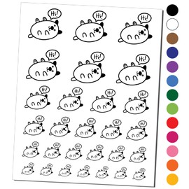 Pug Dog Hi Hello Doodle Rub My Tummy Temporary Tattoo Water Resistant Fake Body Art Set Collection - Black (One Sheet)