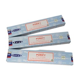 Satya Incense Sticks Mindfulness Series - Purify Relaxation 3 Pack Set (15g Each) with JRose Incense Burner – Ideal for Meditation Yoga & Calm