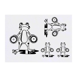 Azeeda 4 x 'Gewichtheber-Frosch' Temporäre Tattoos - Wasserfest, Hautfreundlich & Ungiftig · Transfers in Verschiedenen Größen (TO00037519)