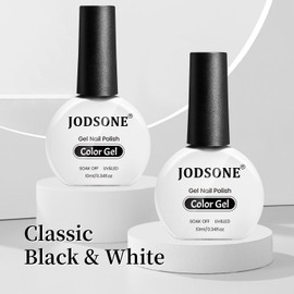 JODSONE JODSONE 2Pcs Gel Nail Polish Set 10ml Black and White Gel PolishSoak Off LED U V Nail Gel Manicure All Seasons Gel Polish Nail