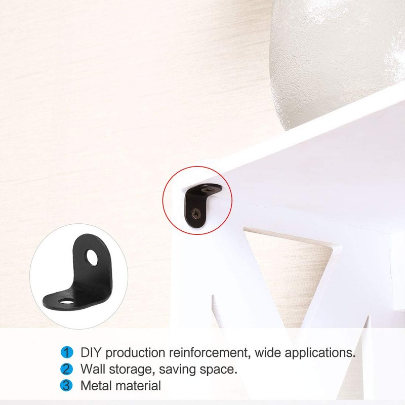 sourcing map 12 x 12mm Angle Bracket Black Corner Brace