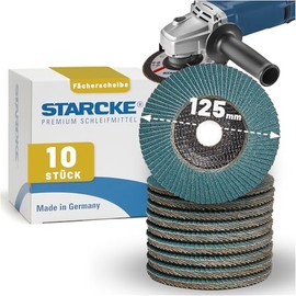 STARCKE Flap Disc 125 mm Metal for Angle Grinders [10x] Durable - Made in Germany - Flap Disc - for Metal, Stainless Steel, Non-ferrous Metal, Aluminium, Steel, Titanium (P40)