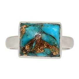 Xtremegems Composite Copper Blue Turquoise 925 Sterling Silver Ring Jewelry s.7 ALLR-30041