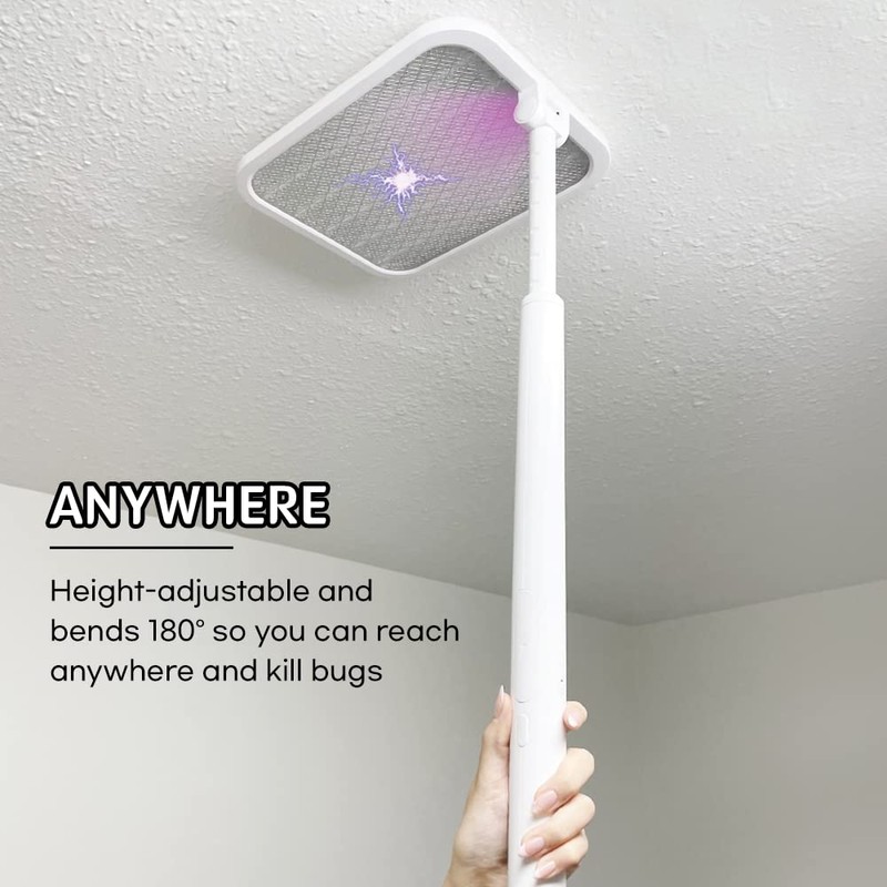 Banu Electric Fly Swatter Bug Zapper Racket, 180-Degree Folding, Adjustable