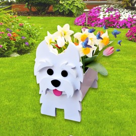 strolfay West Highland White Dog Planter Plant Pots,Cute Dog Flower Planter,Gifts for Pet Lovers,Unique Animal Plant Pots,Office,Indoor Outdoor Garden Decor(9.45 * 8.38 * 11.85in)