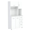 Inval America 4 Door Microwave Storage Cabinet, Laricina White