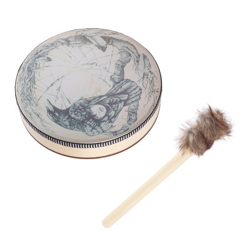 Shaman Drum with Drum Stick Deep Bass Healing Tool Decoration