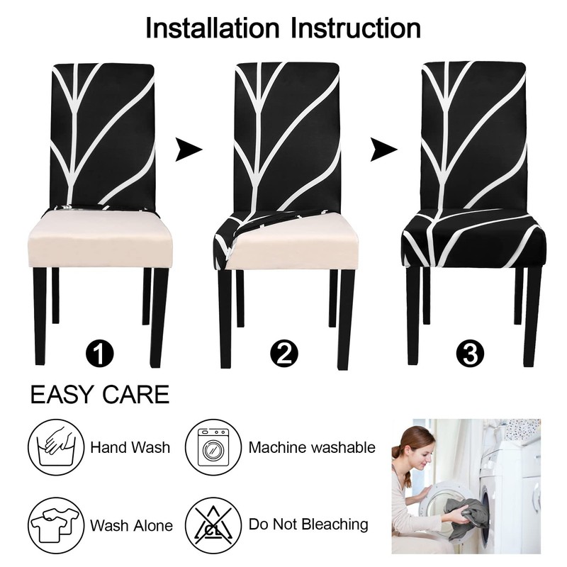 JQinHome Black Chair Covers for Dining Room Set of 6,