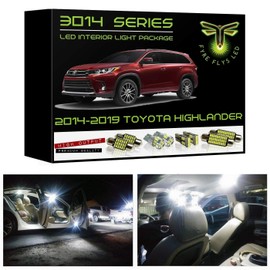 Fyre Flys 14 Piece White LED Interior Lights for 2014-2019 Toyota Highlander Super Bright 6000K 3014 Series SMD Package Map Dome License Plate Light Bulb Kit and Install Tool