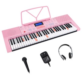 Costzon 61 Key Keyboard Piano, Electric Piano Keyboard with Lighted Keys, 350 Rhythms, 350 Timbres, 50 Demos, 3 Teaching Modes, Microphone & Headphones, Portable Keyboard Piano for Beginners Adults