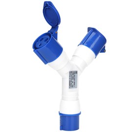 2-Way Splitter SUPERTOOL 32A 220v IP44 2 Way 3 pin Industrial Site Plug & Wall Socket Waterproof IP44 Plug Connector Socket 2P+Earth Male/Female